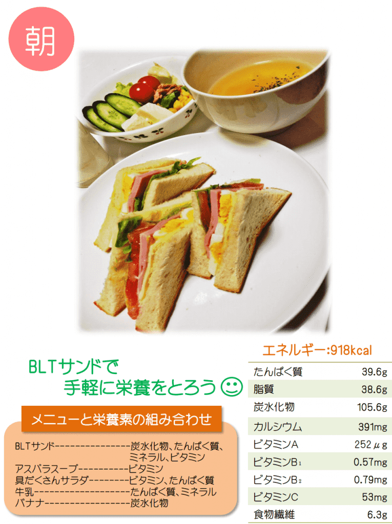 朝 Bltサンドで手軽に栄養をとろう 918kcal