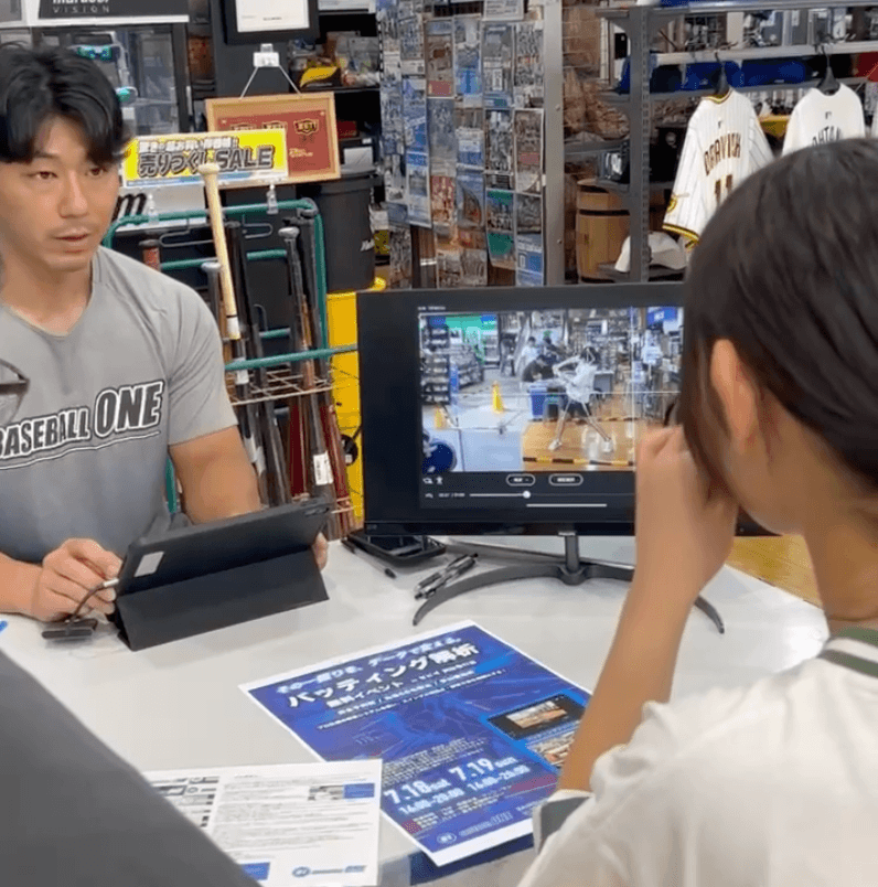 バッティング動作を解析している様子